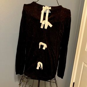 Black back tie sweater